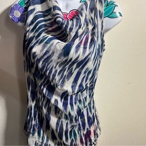 Jones New York Blue White Shimmer Blouse